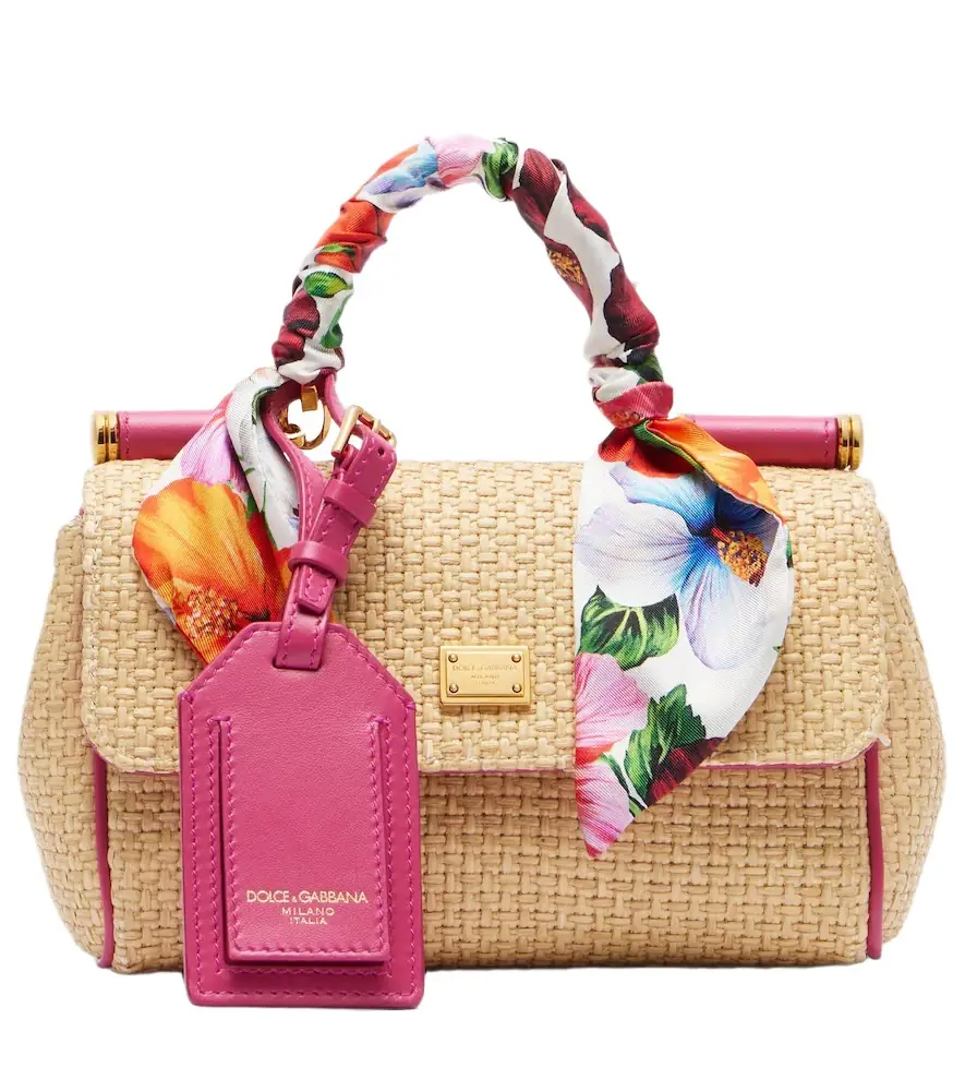Dolce & Gabbana Sicily Small raffia-effect top-handle bag