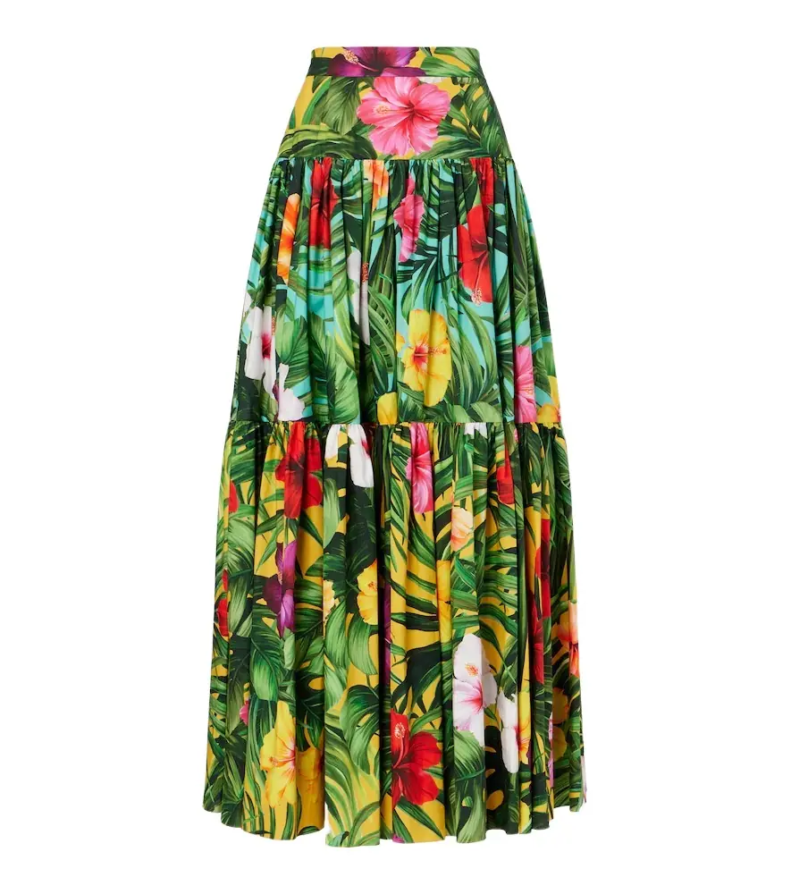 Dolce & Gabbana Floral tiered cotton maxi skirt