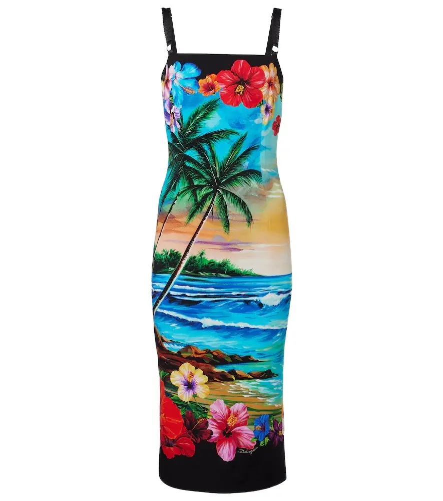 Dolce & Gabbana Printed silk-blend midi dress