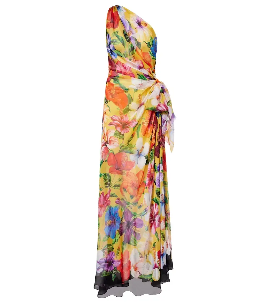 Dolce & Gabbana Floral one-shoulder silk gown