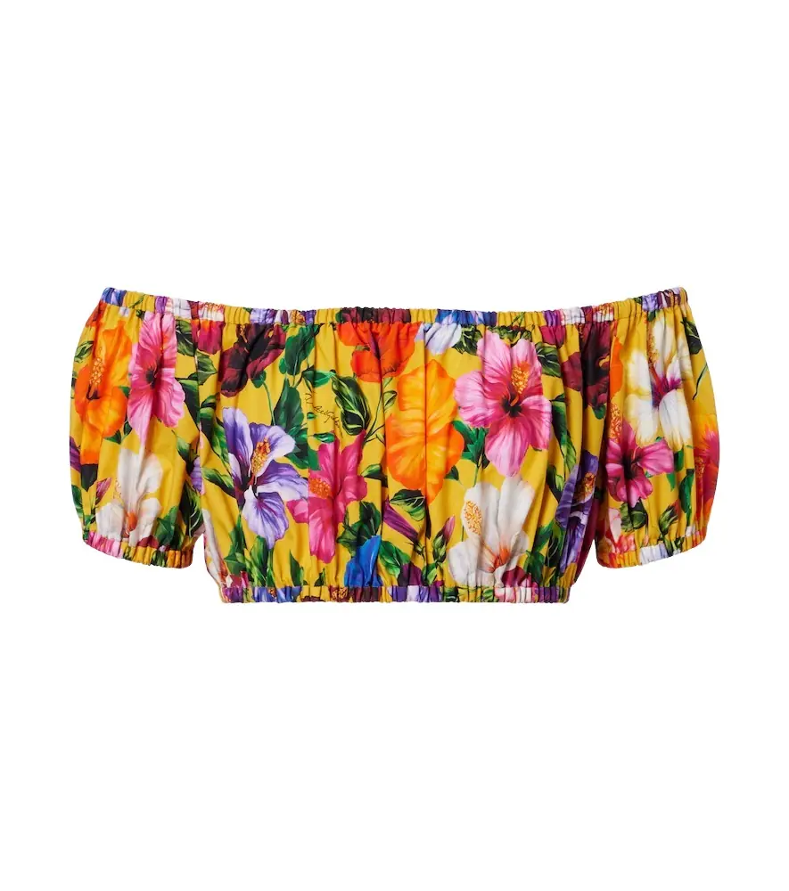 Dolce & Gabbana Floral off-shoulder cotton crop top