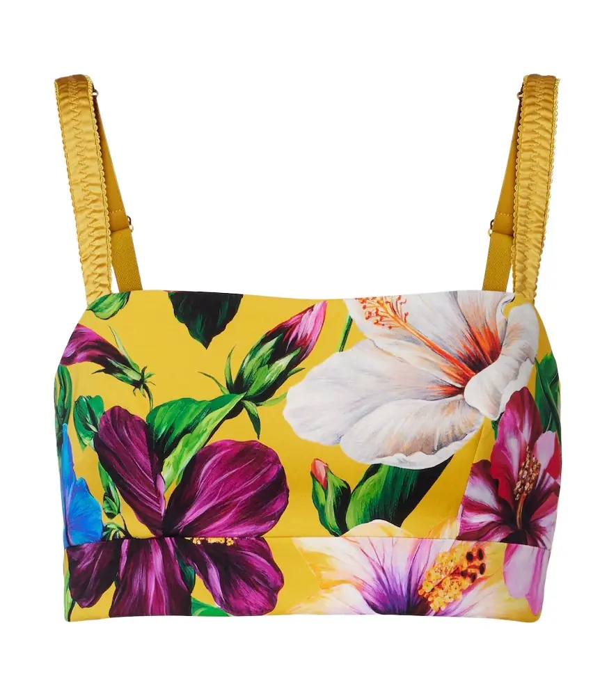 Dolce & Gabbana Floral silk-blend crop top