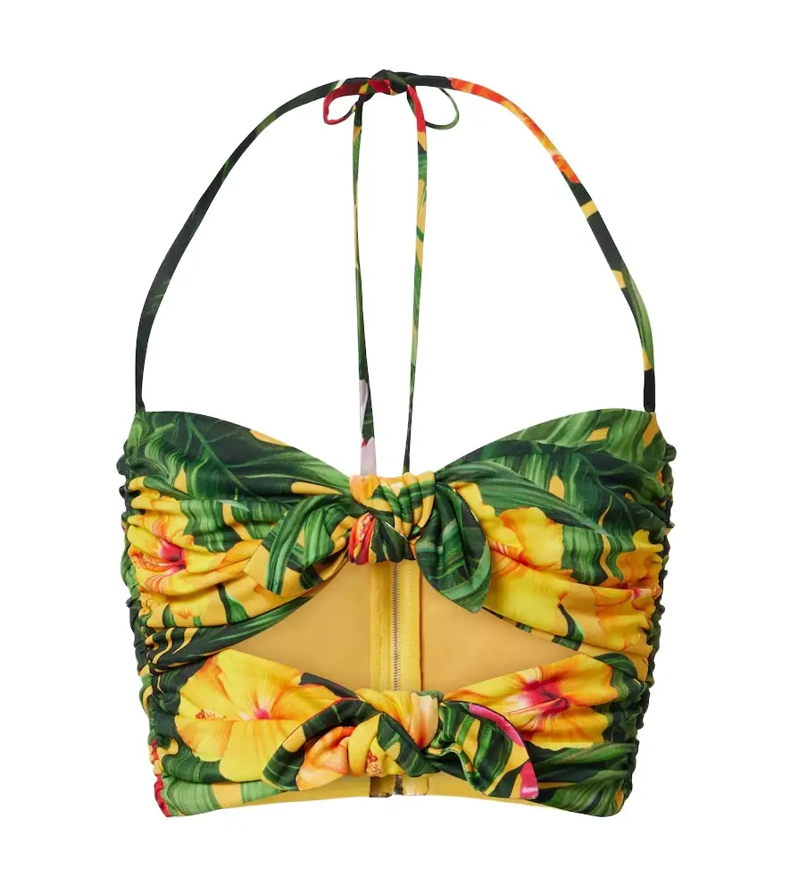 Dolce & Gabbana Cutout floral halterneck crop top
