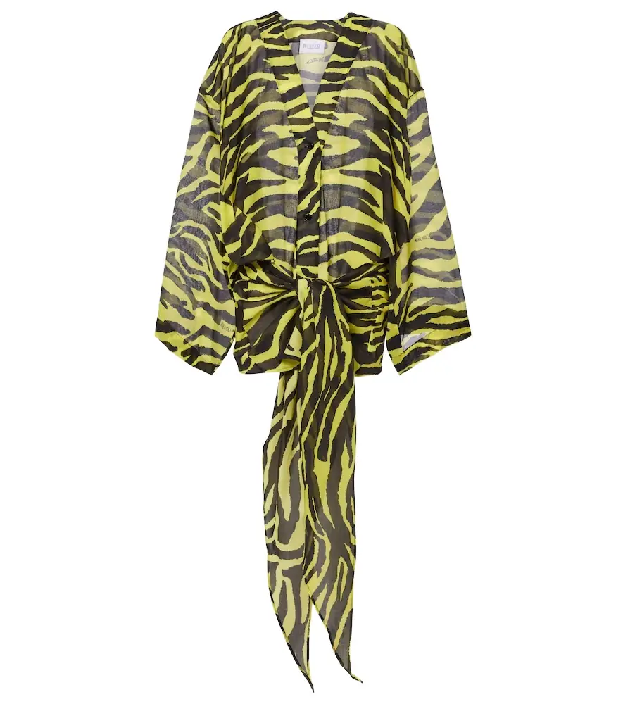 The Attico Animal-print cotton muslin minidress