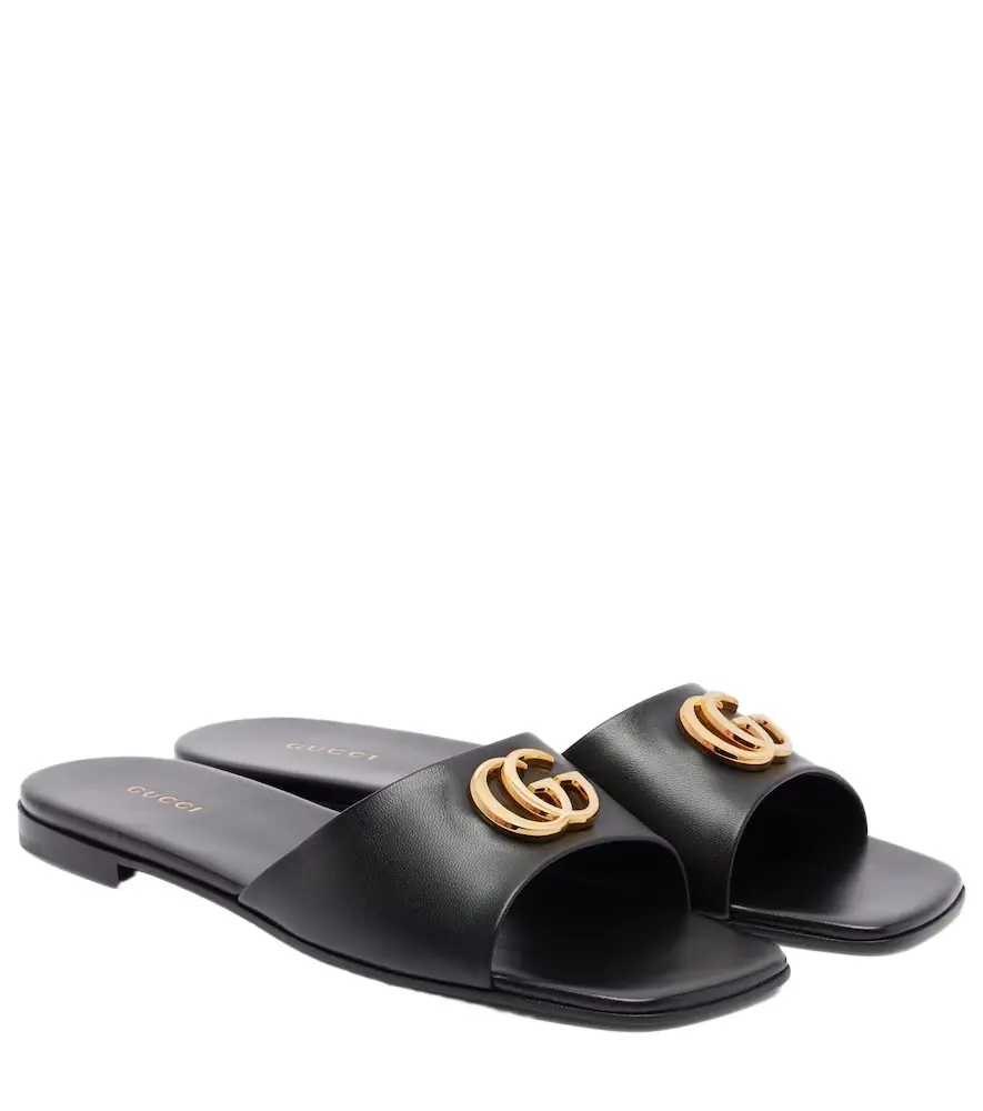 Gucci Double G leather slides