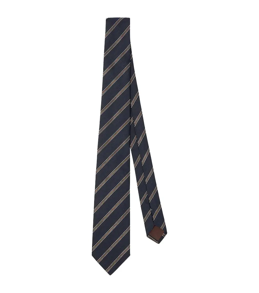 Canali Striped silk and wool tie