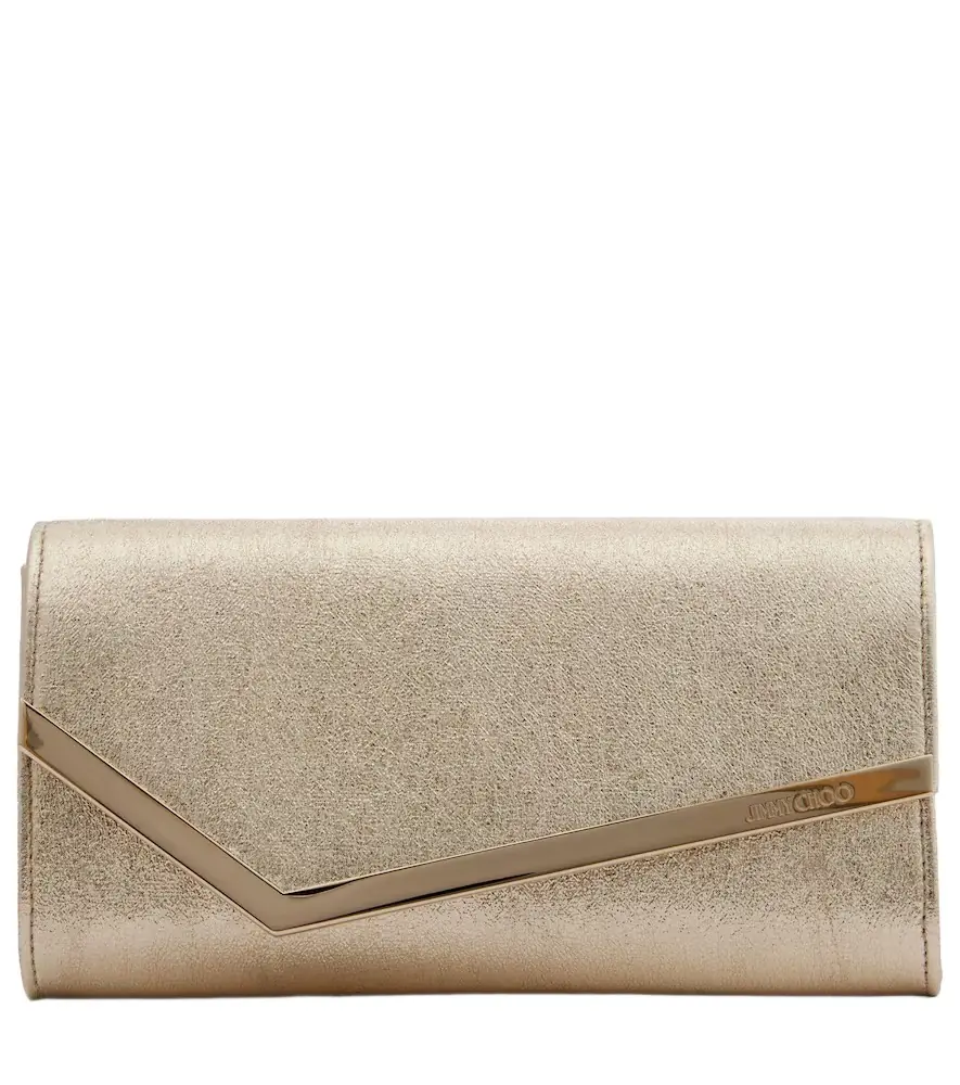 Jimmy Choo Emmie Small metallic leather clutch