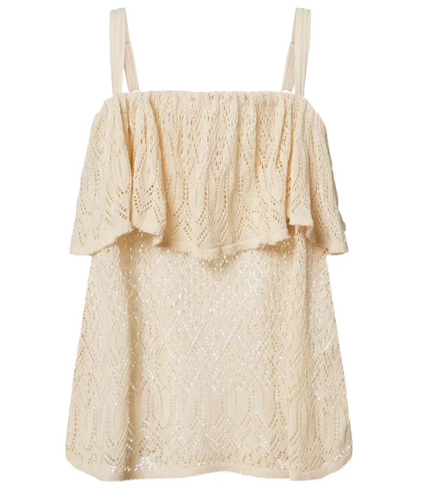 Zimmermann Mahon knitted ruffled lace top