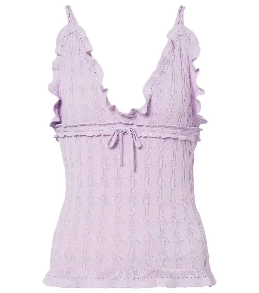 Ruffled cable-knit top