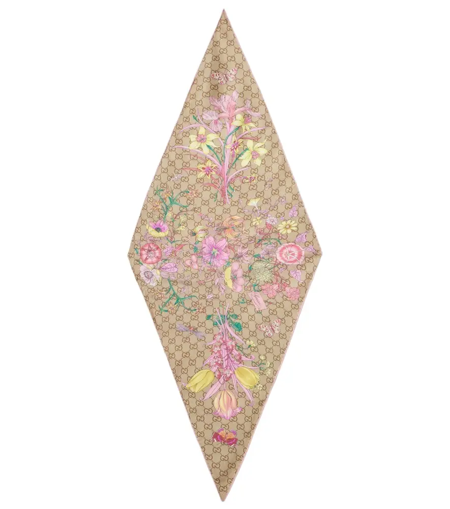 Gucci GG floral silk scarf