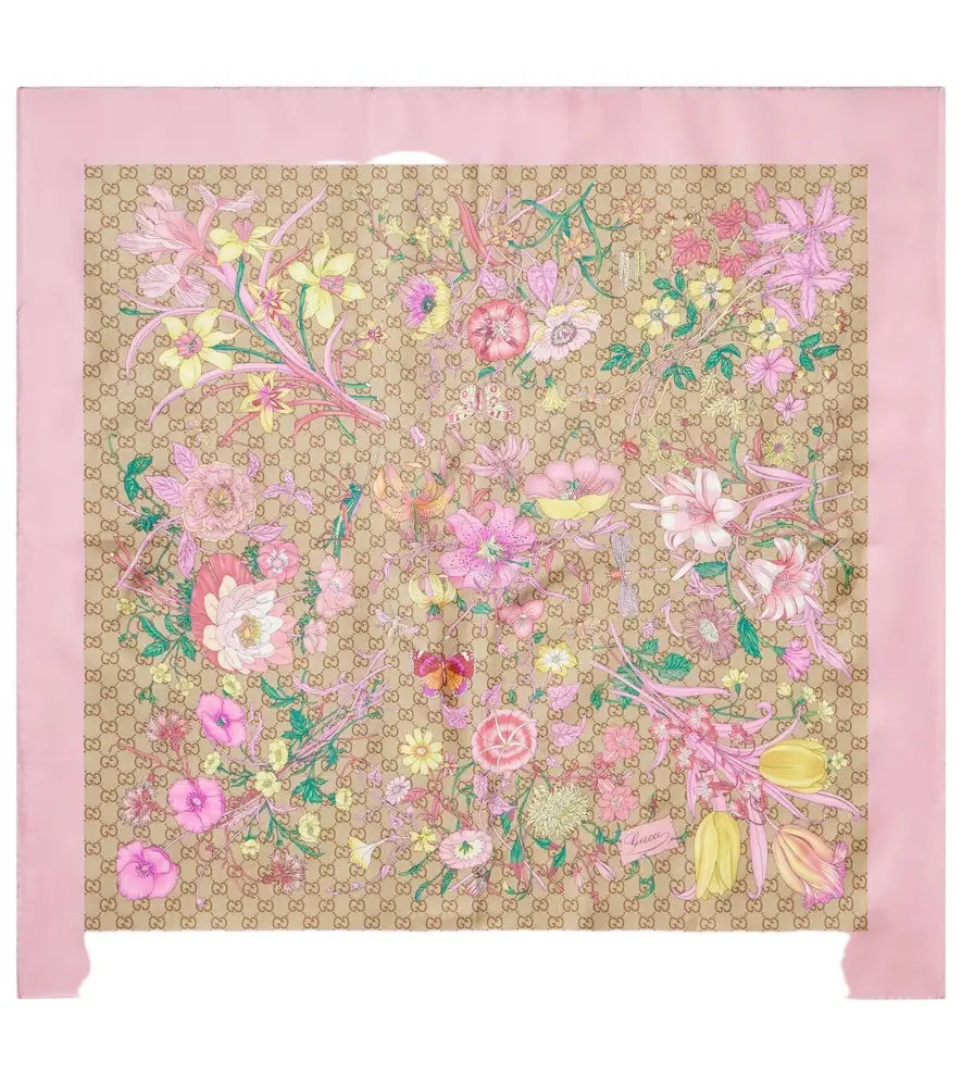 Gucci GG floral silk scarf