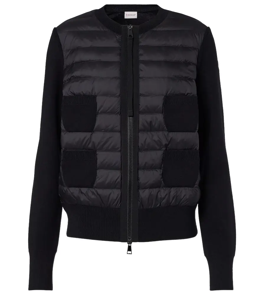 Moncler Tricot down-paneled virgin wool cardigan