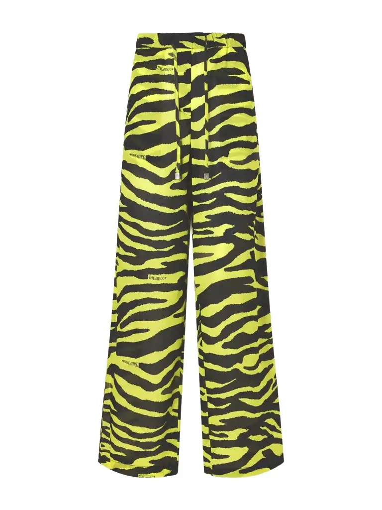 The Attico Zebra-print Cotton Mid-rise Wide-leg Pants