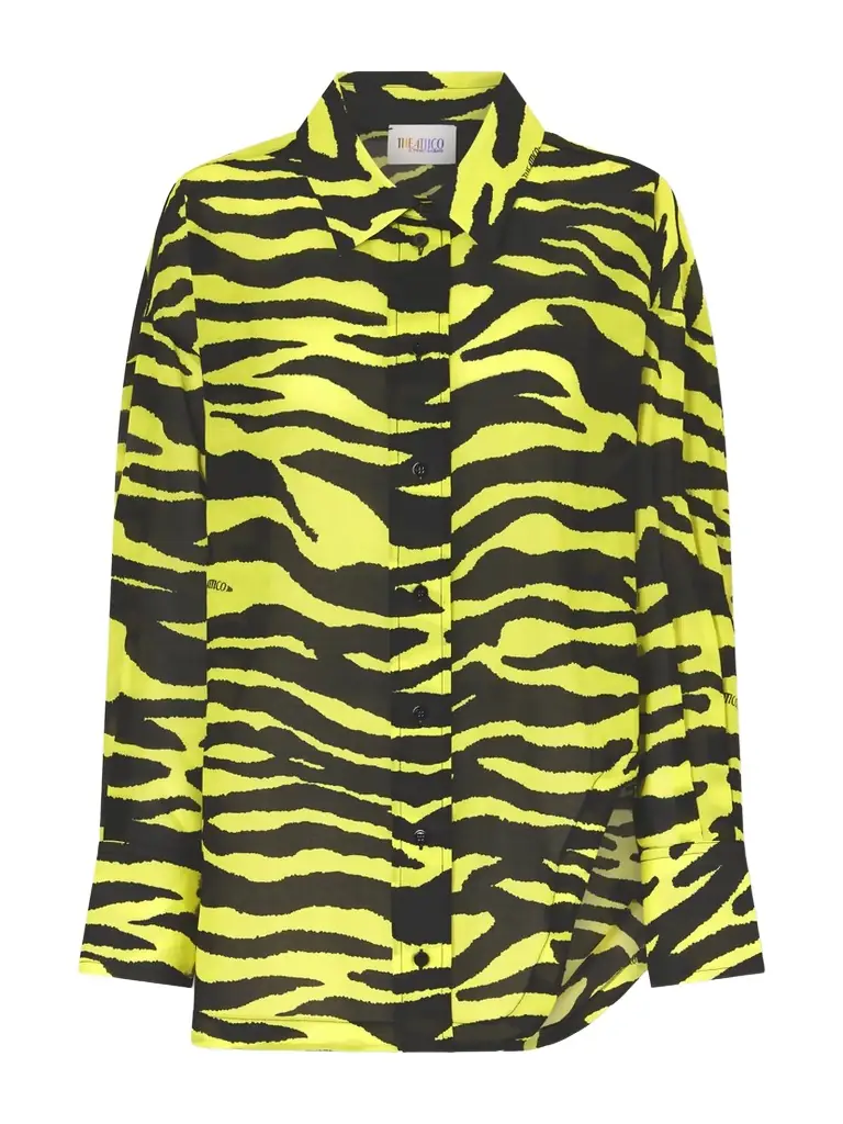 The Attico Asymmetric Animal-print Cotton Shirt