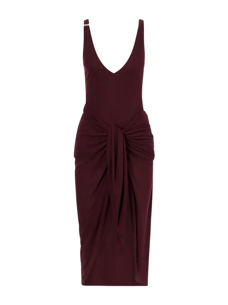 The Attico Knotted Ribbed Lyocell Midi Dress