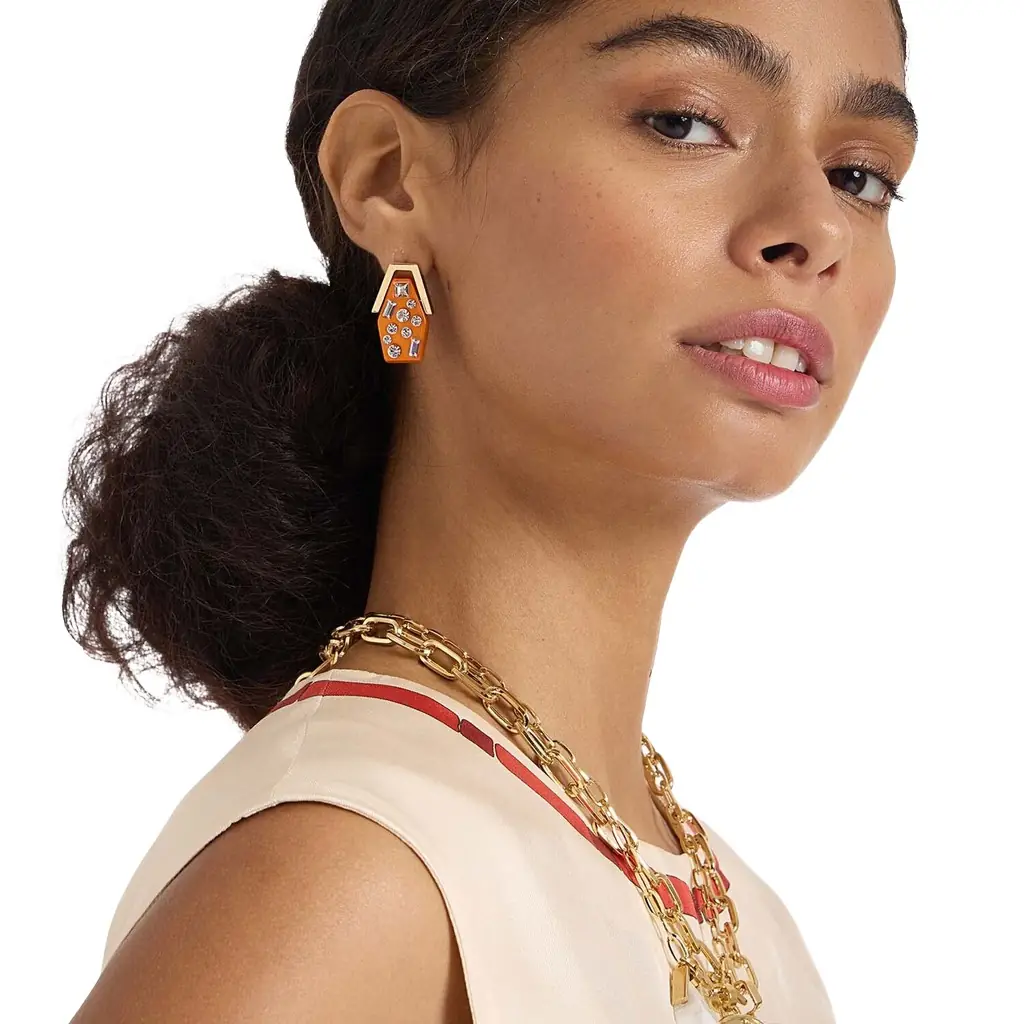 La Double J Crystalled Portal Earrings