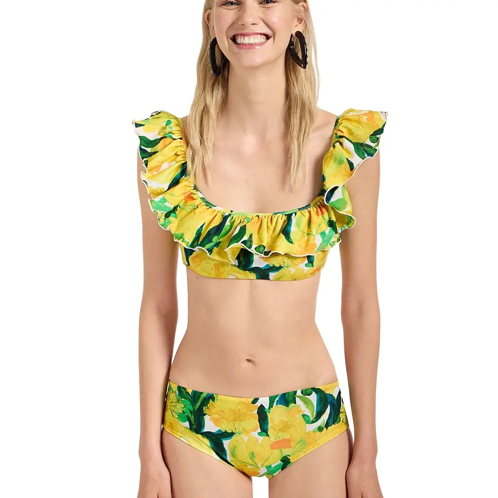 La Double J Ruffle Bikini Top