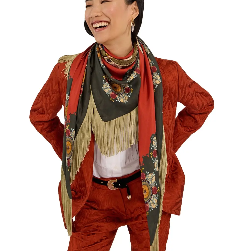 La Double J Fringe Triangle Scarf