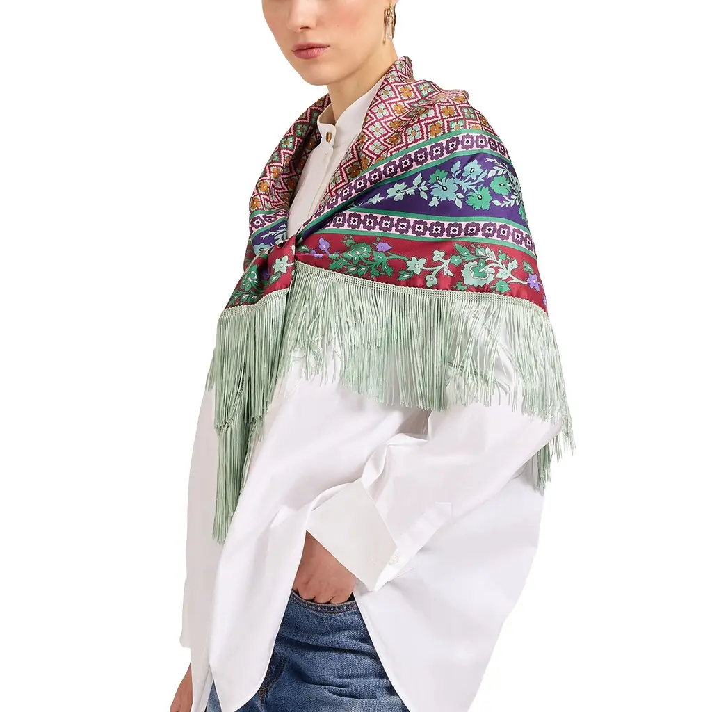 La Double J Reversible Fringe Foulard 90