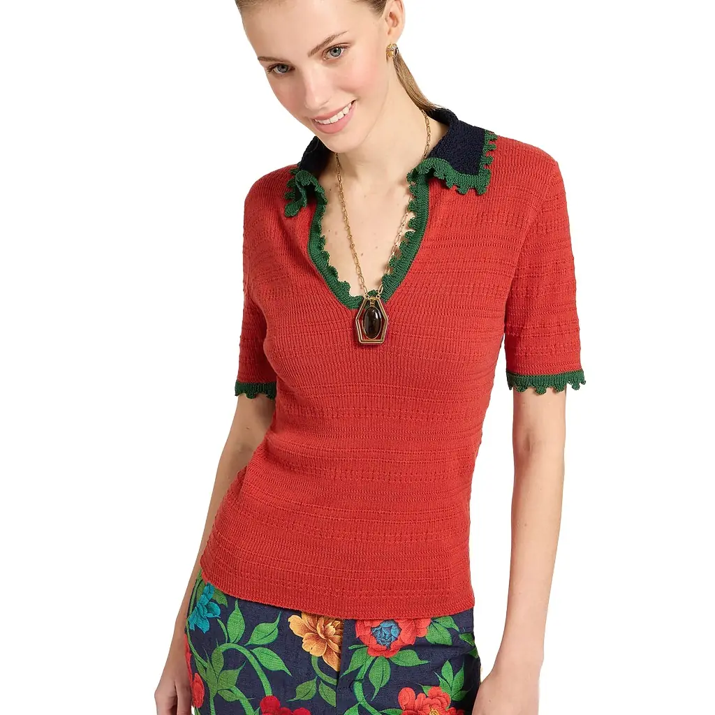 La Double J Picket Polo Top