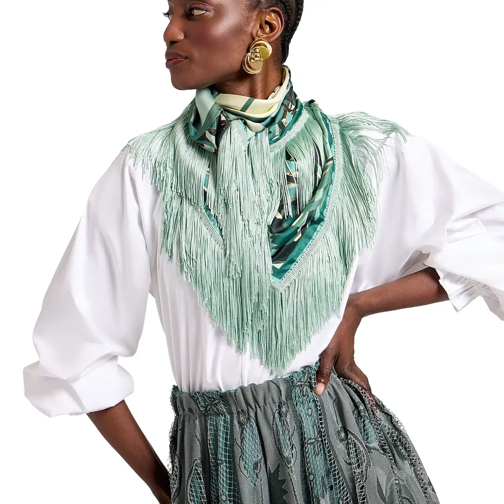 La Double J Reversible Fringe Foulard 90