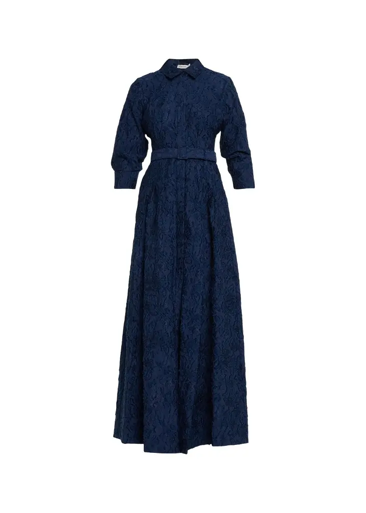 Jonathan Simkhai Standard Courtney Belted Organza Jacquard Gown