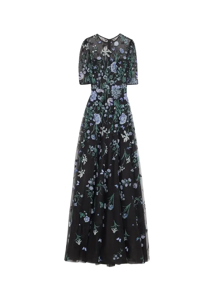 Rickie Freeman for Teri Jon Embroidered A-Line Tulle Gown