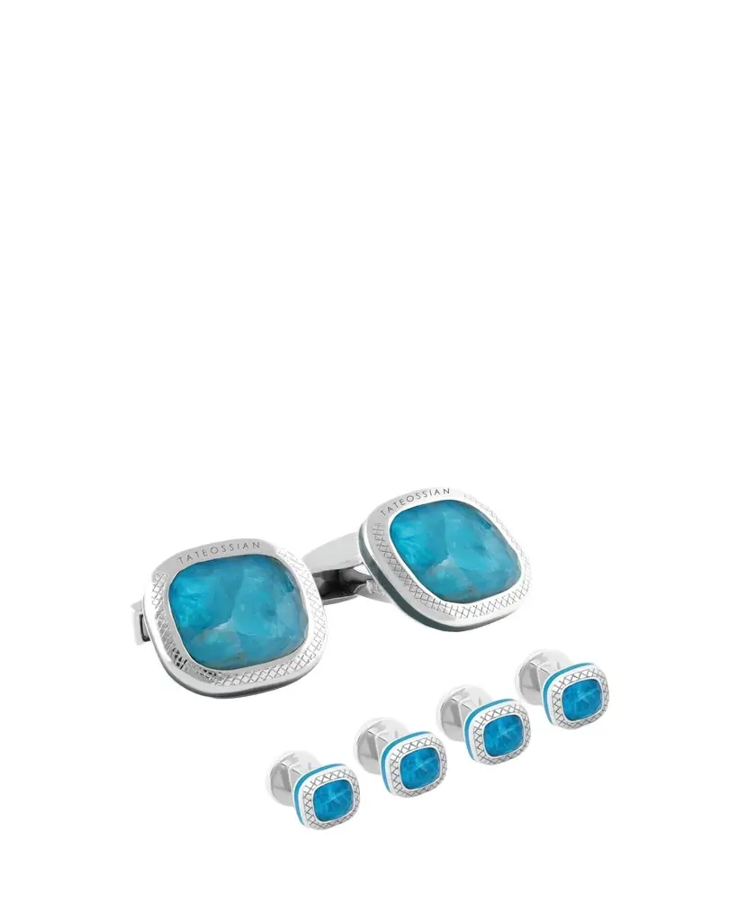 Tateossian Men's Apatite Doublet Cufflink Shirt Stud Set