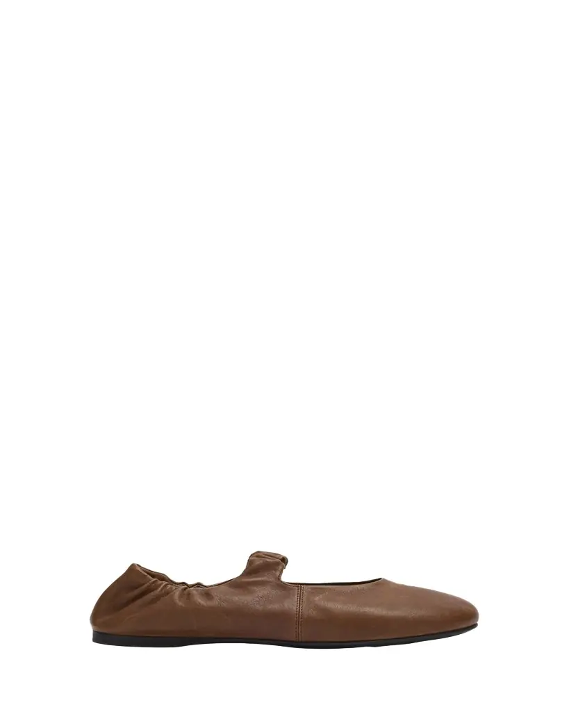 Miu Miu Ruched Leather Ballerina Flats