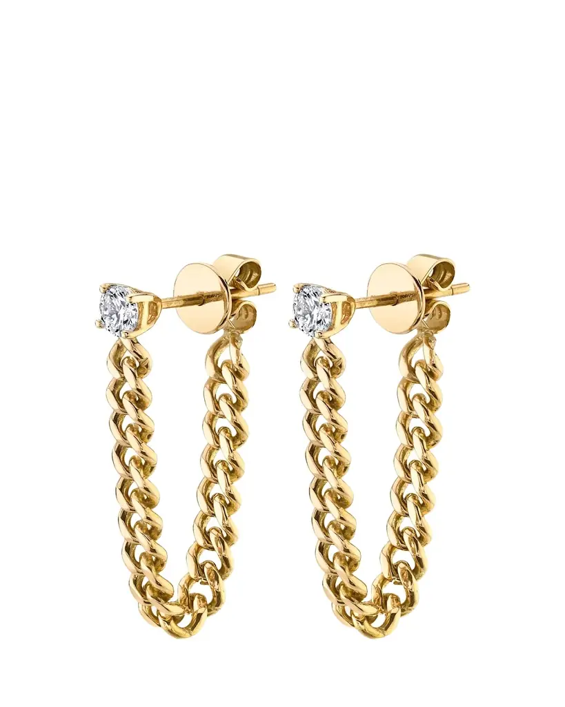 Anita Ko 18K Yellow Gold Round Diamond Cuban Link Loop Earrings