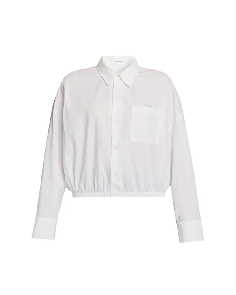 MOTHER The Scrunchie Frenchie Cropped Button-Front Shirt