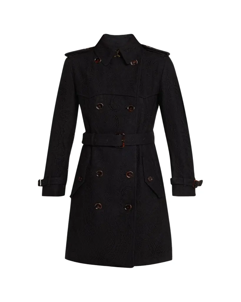 Burberry Foxfield Lace Double-Breasted Short Trench Jacket