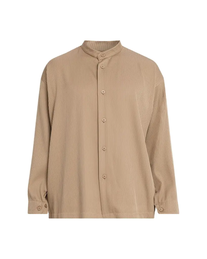 IM MEN Men's Crinkle Pleated Polyester Stand-Collar Sport Shirt