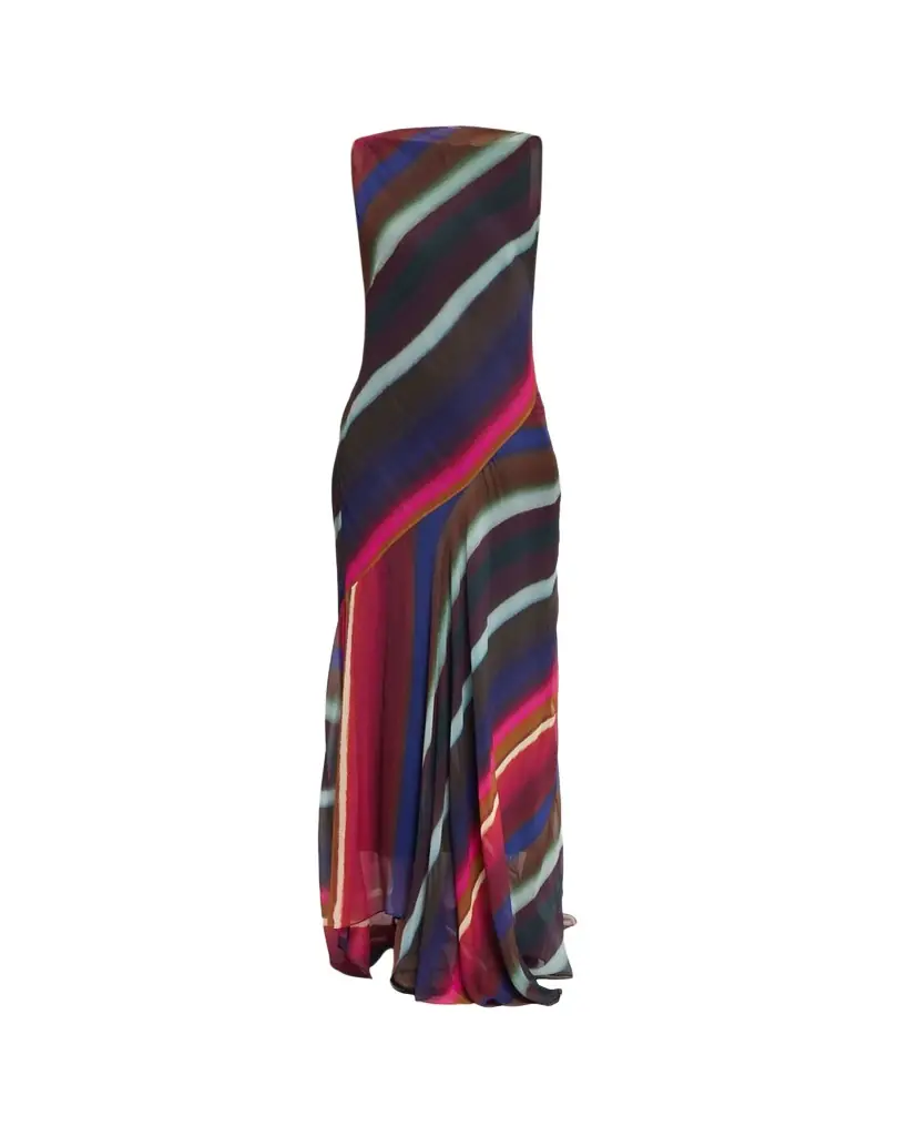 CHRISTOPHER JOHN ROGERS Louie Striped Cowl Low Back Maxi Dress