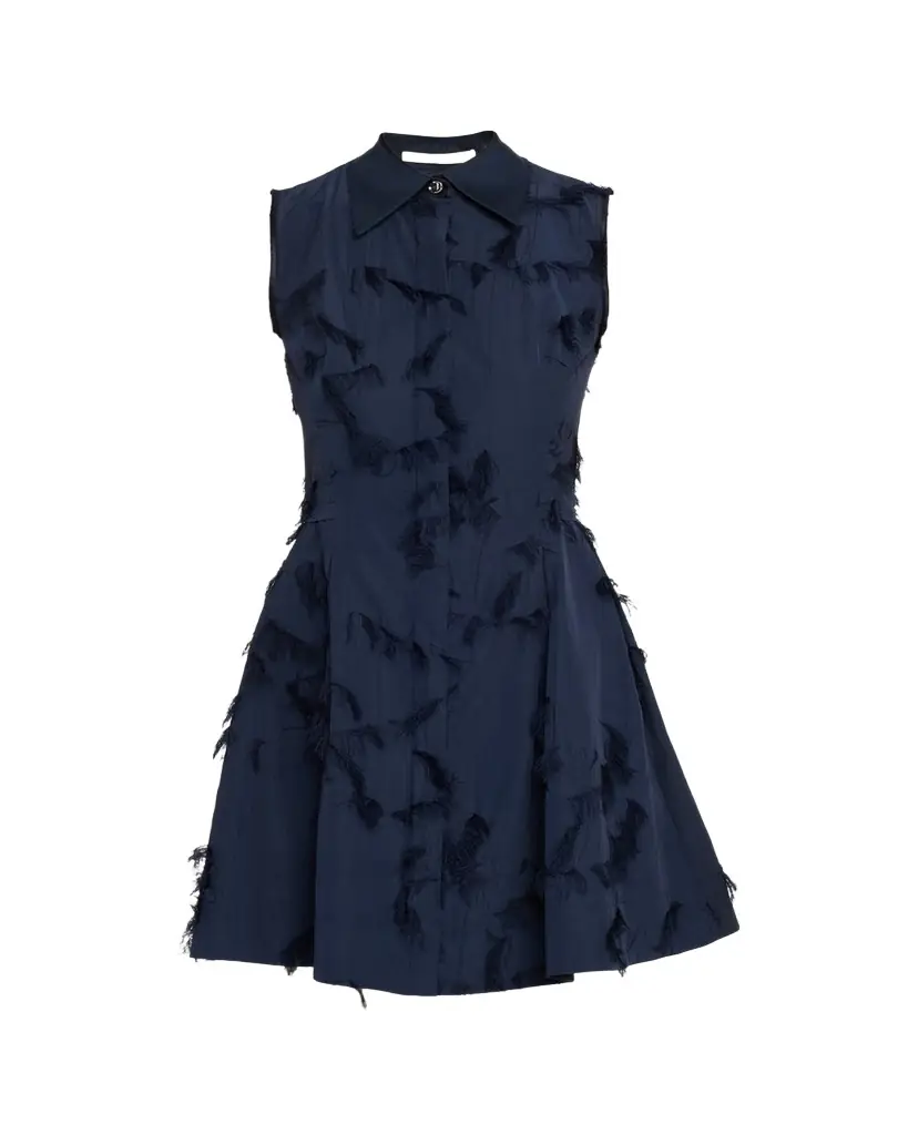 Jason Wu Collection Sleeveless Fringed Cotton Fil Coupe Mini Shirtdress