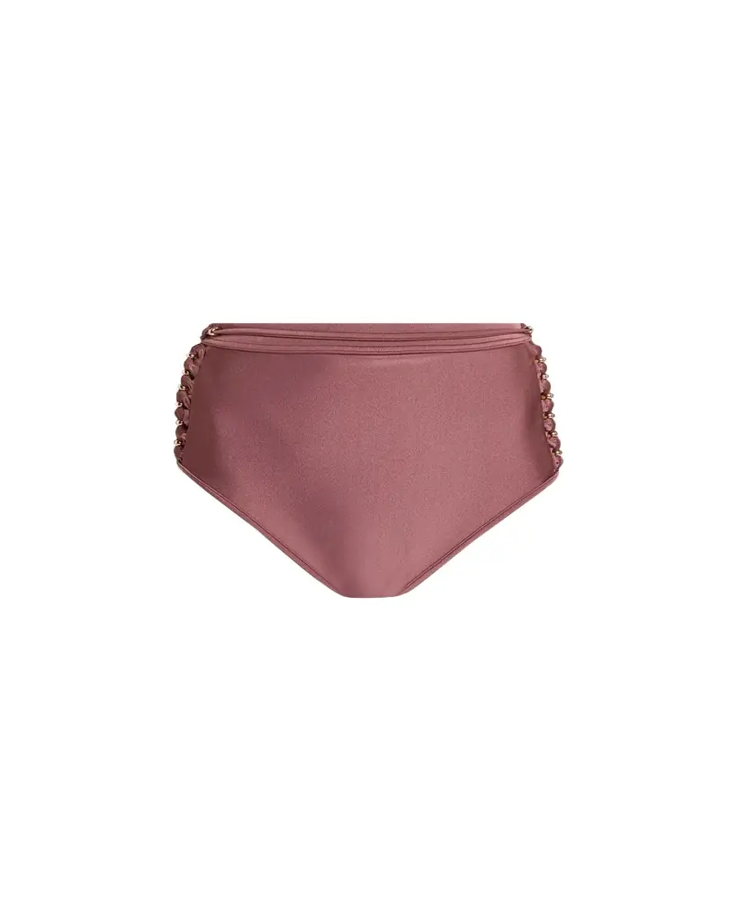 Zimmermann Aster Bead Detail High-Waist Bikini Bottoms