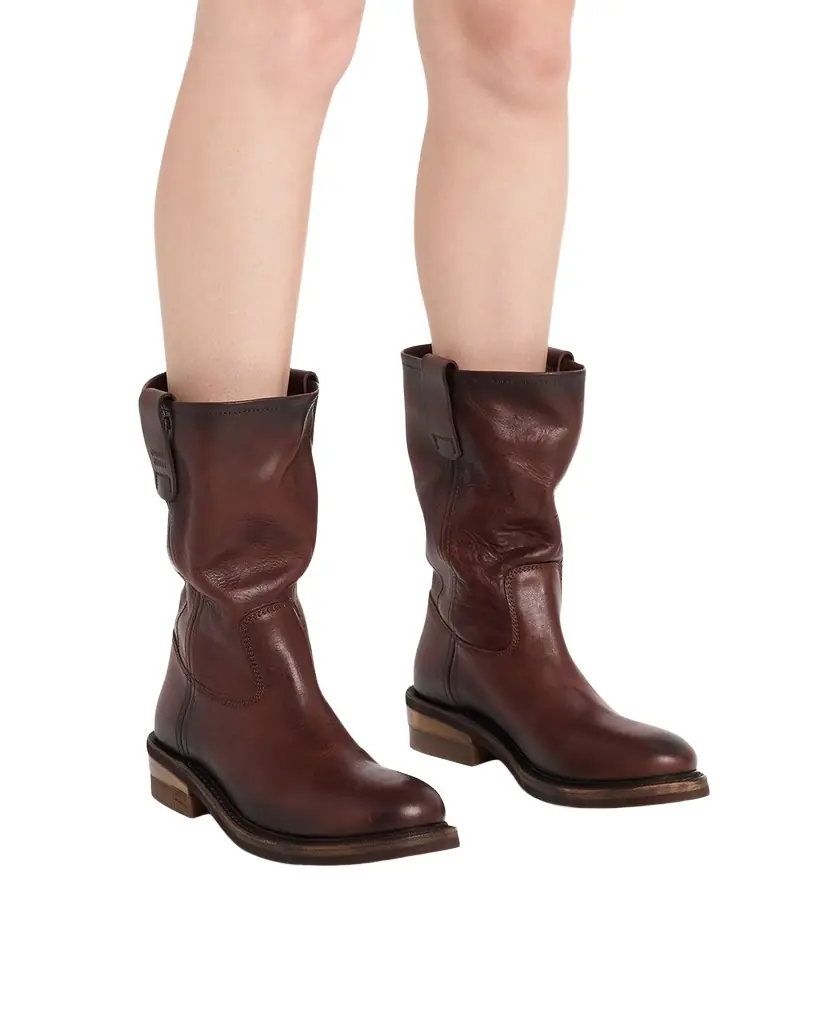 Miu Miu Foule Leather Mid-Calf Boots