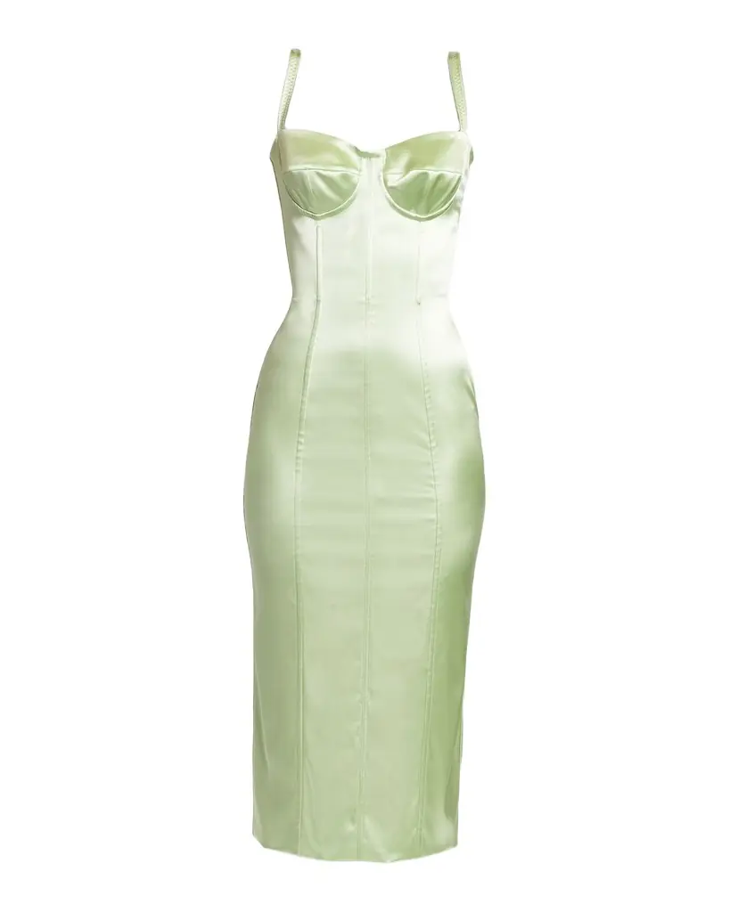 Dolce & Gabbana Corset Satin Stretch Longuette Midi Dress