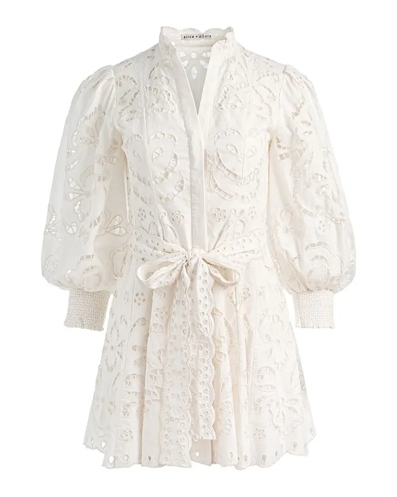 ALICE + OLIVIA Lucy Embroidered Mini Shirtdress