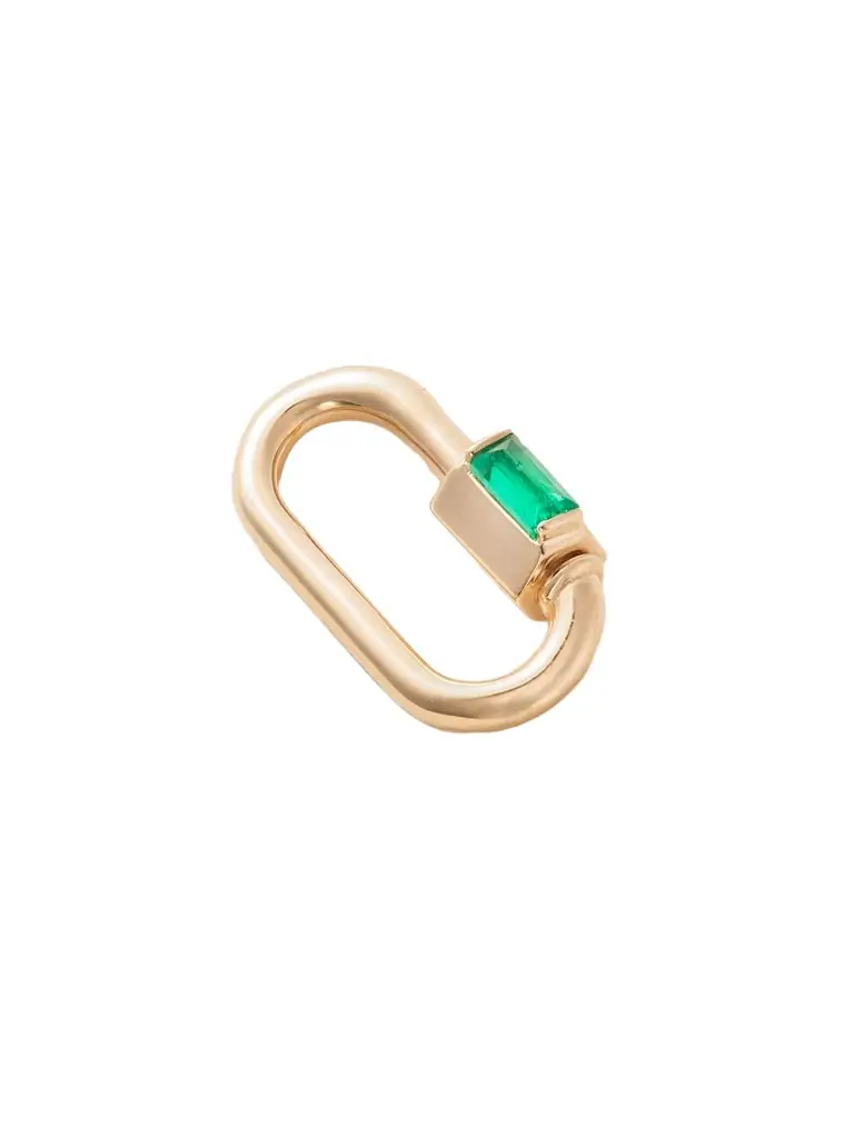 Marla Aaron Solo Baguette Babylock 14-karat Gold Emerald Pendant