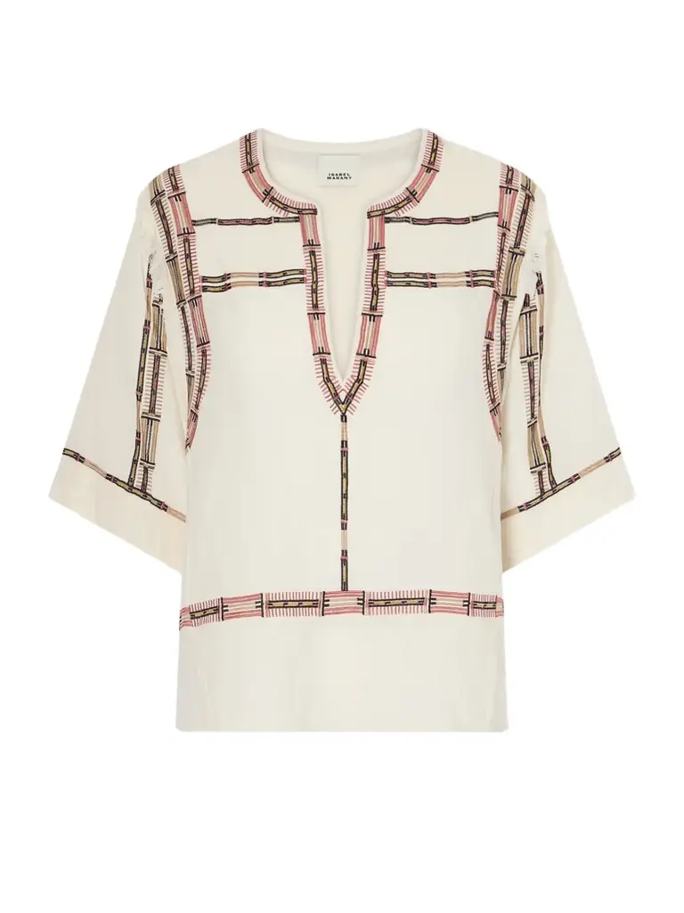 Isabel Marant Fiosa Embroidered Silk Blouse