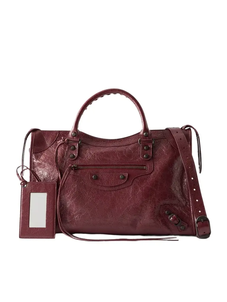 Balenciaga Le City Crinkled-leather Shoulder Bag