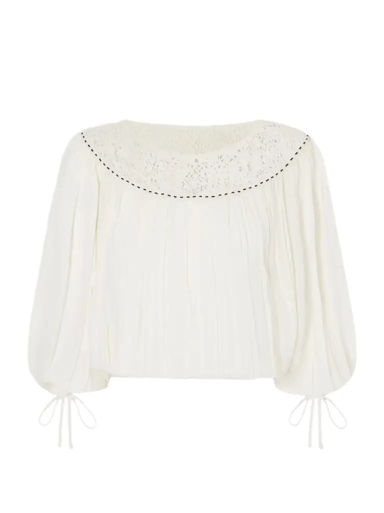 Isabel Marant Nelida Lace-trimmed Silk-gauze Blouse