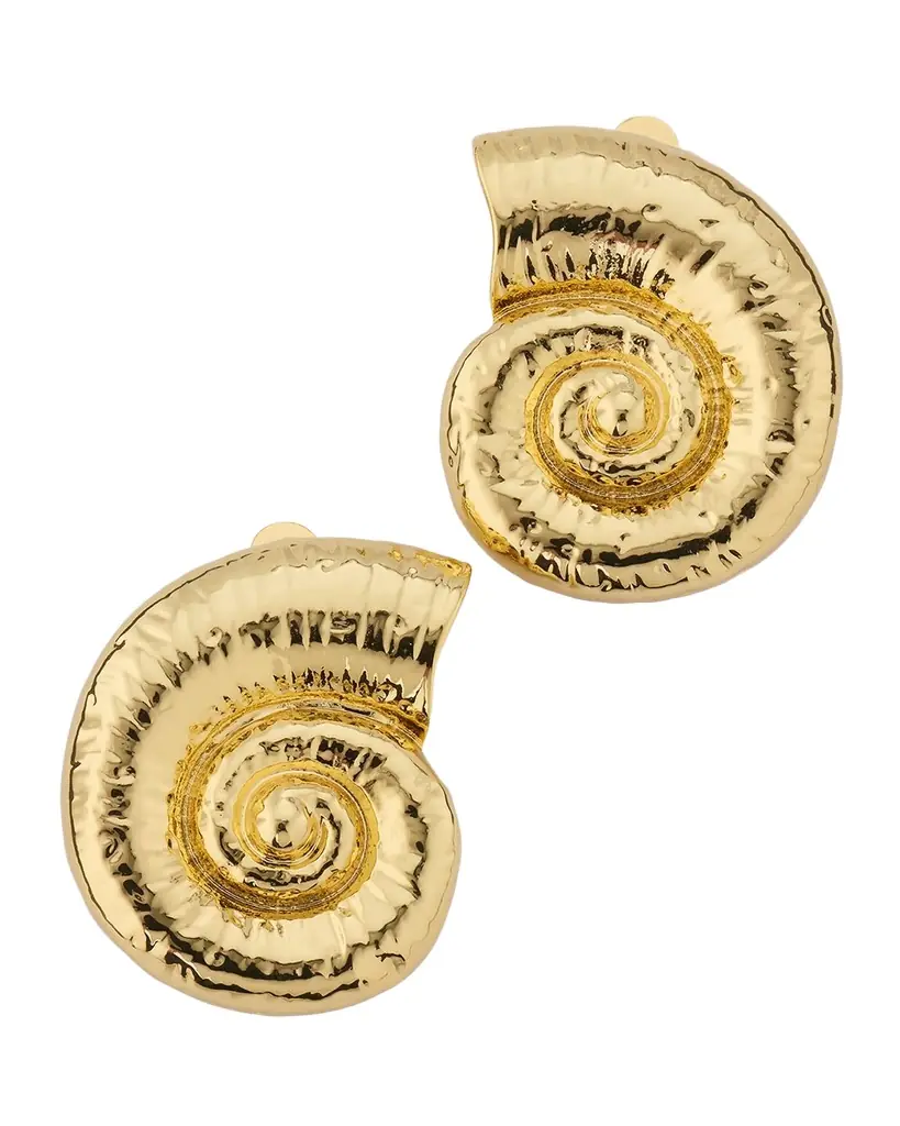 Kenneth Jay Lane Golden Shell Clip-On Earrings