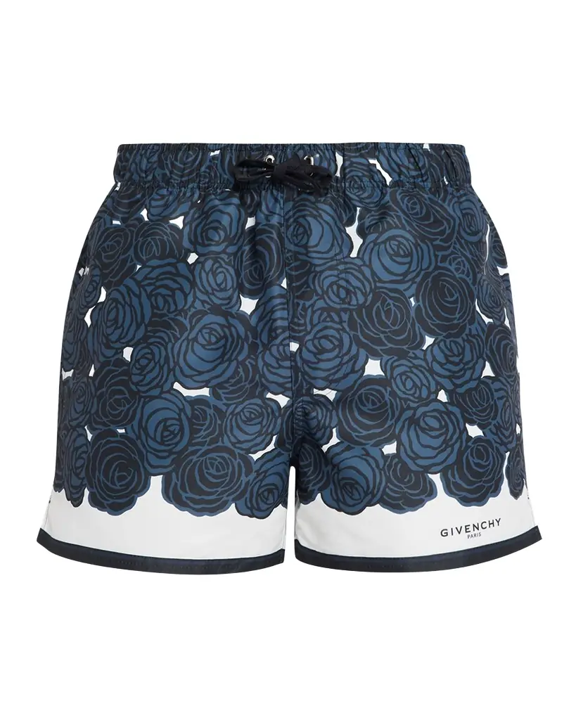 Givenchy Men 's hort-Length Rose-Print Nylon wim Trunks