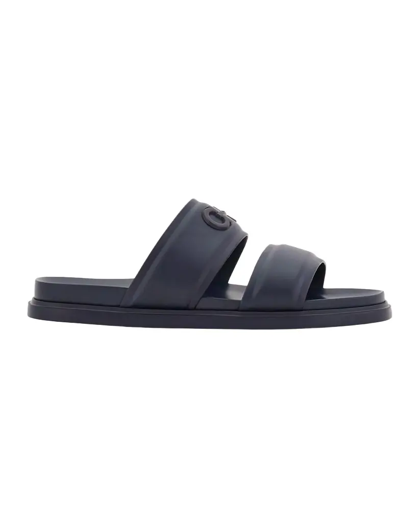 Ferragamo Men 's Saint Bartheva Padded Leather Double-Strap Slide Sandals