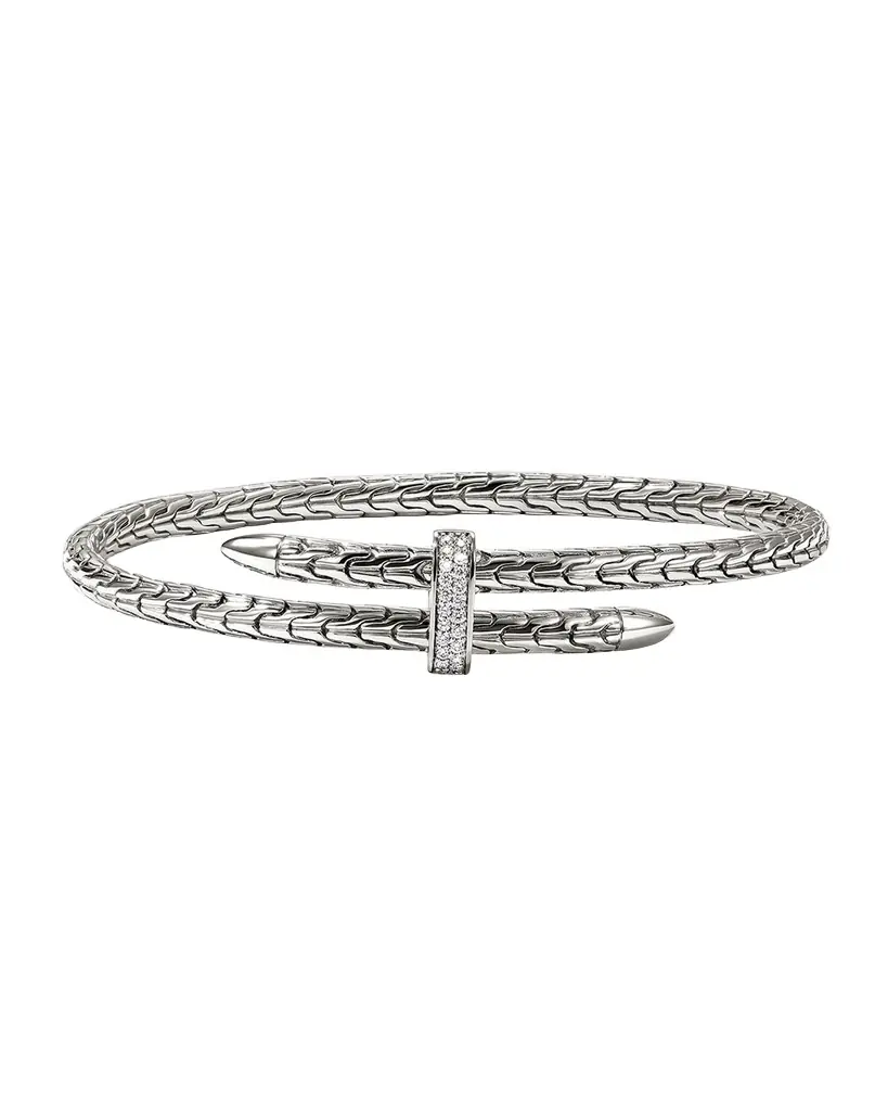 John Hardy Spear Flex Sterling Silver Cuff Bracelet with Diamonds