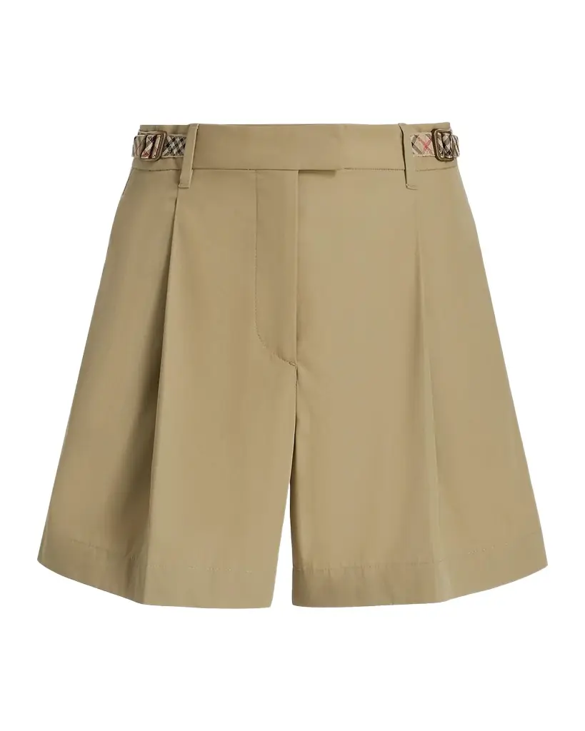 Burberry Raina Pleated Buckle Shorts