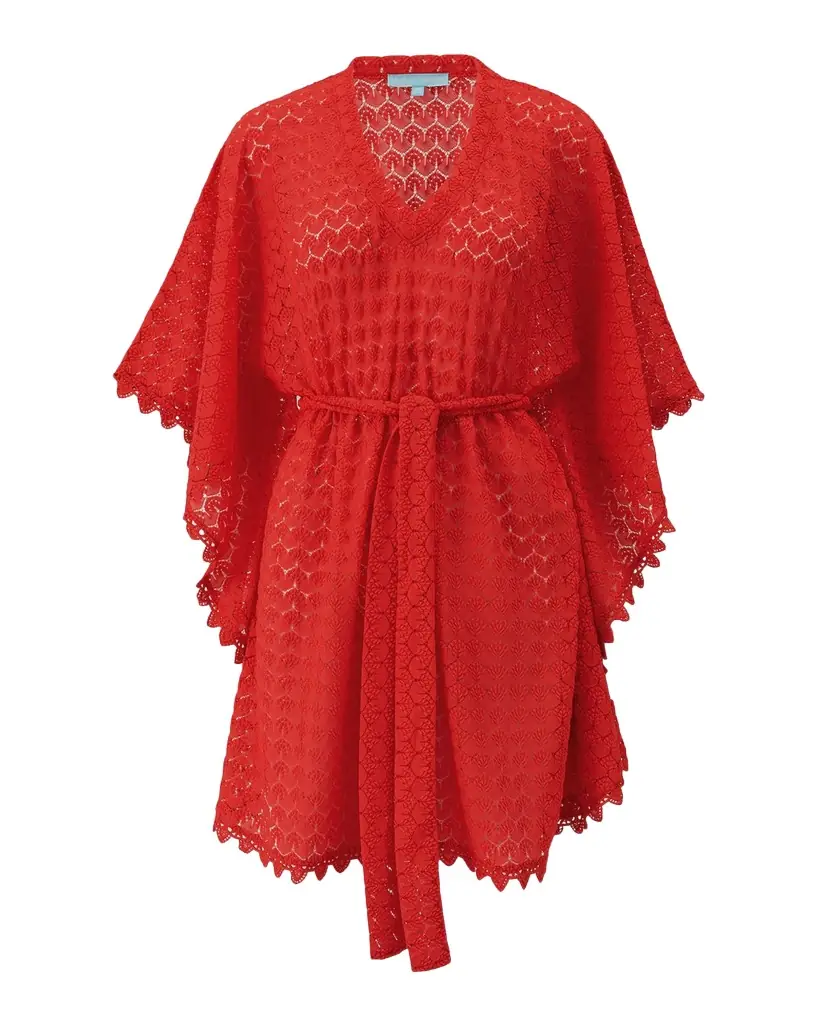 Melissa Odabash Petra Crochet Belted Mini Dress Coverup