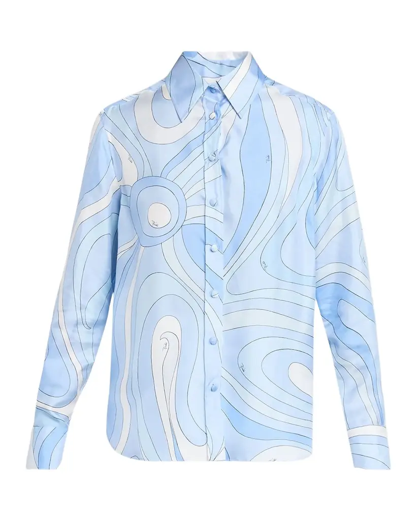 Pucci Marmo-Print Silk Twill Button-Down Shirt